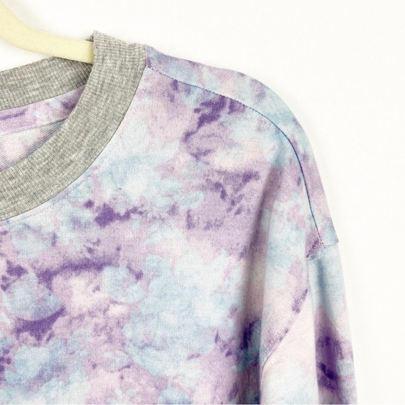 Splendid Womens Tie Dye Crewneck Sweatshirt Purple Blue Size Small Pullover - Picture 6 of 6